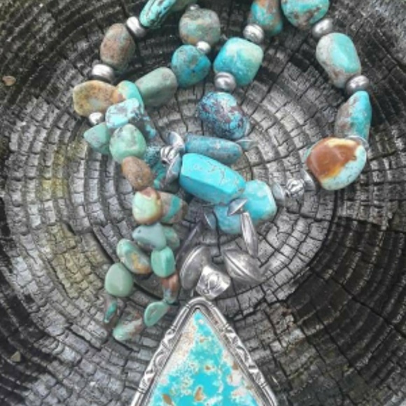Vtg Sterling Navajo Turquoise Necklace - Picture 5 of 6